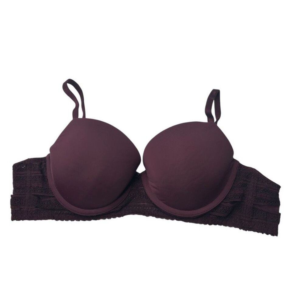 Aerie red maroon Molded Cup Bra 34C Adjustable Straps and Lace Detail